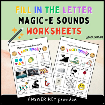 Magic-e Sounds Fill in the Letter Worksheets | Literacy Centres | TPT