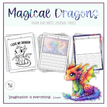 Preview of Magical Dragons Primary Journal Writing pages | Blank Draw and Write Pages