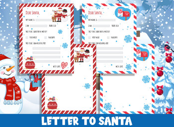 Preview of Magical Kids Letter to Santa Kit: 2 Enchanting Designs, Fill-In & Blank Options