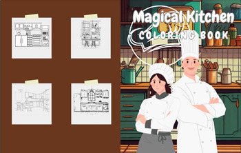 Preview of Magical Kitchen COLORING BOOK: coloring book for kids size 8.5 * 11 30 pages