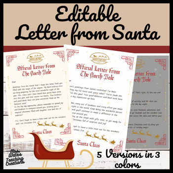 Preview of Magical Letter from Santa: Editable North Pole Template for Teachers and Parents