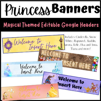 Preview of Magical Princess Watercolor Editable Headers and Banners