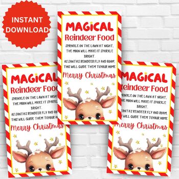 Magical Reindeer Food Tags, Reindeer Food, Printable Magic Reindeer ...