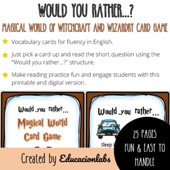 Preview of Magical World of Witchcraft and Wizardry Would You Rather Questions Cards