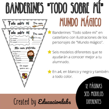 Preview of Magical World of Witchcraft and Wizardry "All about me" Pennants in Spanish
