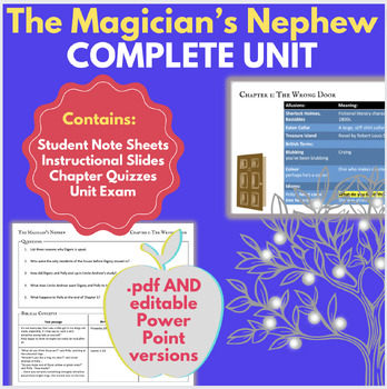 Preview of Magicians Nephew Unit: Study Guide, Teacher Presentation, Chapter Quizzes, Test