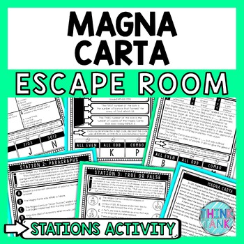 Preview of Magna Carta Escape Room Stations - Reading Comprehension Activity