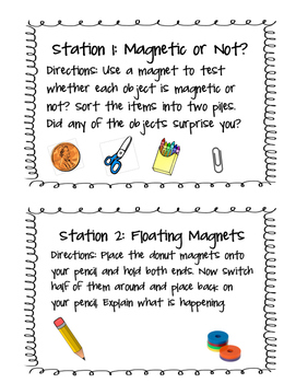 Magnet Experiment Stations & Worksheet by The Fairy Frog Mother