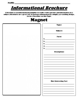 Preview of Magnet "Informational Brochure" Worksheet & WebQuest