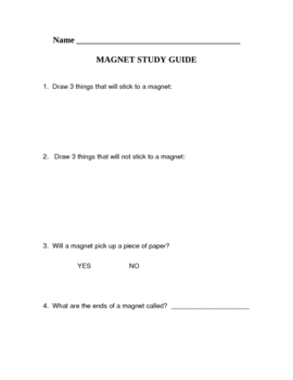 Preview of Magnet Study Guide and test