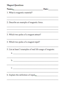 4th grade magnetism worksheets