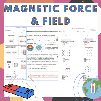 Preview of Magnetic Force, Fields and Earth's Magnetic Field Worksheets & Activities