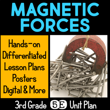 Preview of Magnets & Magnetic Forces, Fields, Reading 5E Unit 3rd Grade Lab, Anchor Charts