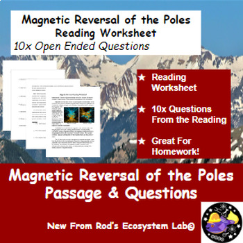 Preview of Magnetic Reversal of the Poles Reading Worksheet **Editable**