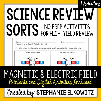 Preview of Magnetic and Electric Field Review Sort | Printable, Digital & Easel