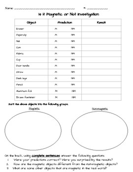 Magnetic And Non Magnetic Worksheets Teaching Resources Tpt - 