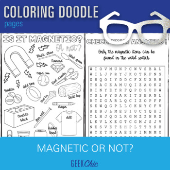 Preview of Magnetic or Not? Brain Breaks Coloring Doodle Page and Word Search!