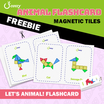 Preview of Magnetic tiles idea | Animal Flashcard | Printable | FREE