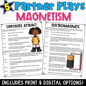 Preview of Magnetism: 5 Science Partner Play Scripts with a Comprehension Check Worksheet