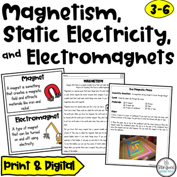 Preview of Magnetism, Electromagnets, Static Electricity Readings, Vocabulary, Experiments
