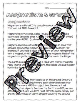 Magnetism And Gravity Worksheets Teaching Resources Tpt