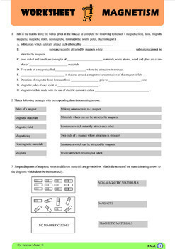 Magnetism Worksheet by Science Master | Teachers Pay Teachers