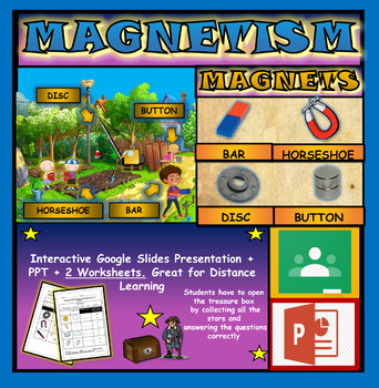 Preview of Magnetism & Magnets: Interactive Google Slides + PPT + 2 Worksheets