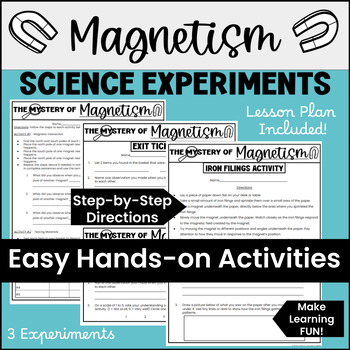 Preview of Magnets and Magnetism Easy Science Experiments - Magnets Activity Worksheets