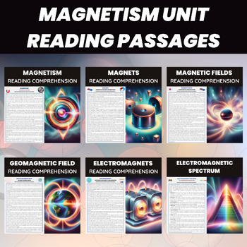 Preview of Magnetism Unit Reading Passages | Magnets, Magnetic Fields, Electromagnets