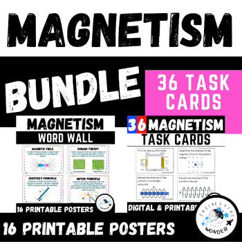 Preview of Magnetism - Word Wall & Task Cards BUNDLE