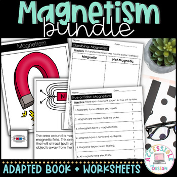 Preview of Magnetism Worksheets and Adapted Book for Special Education BUNDLE