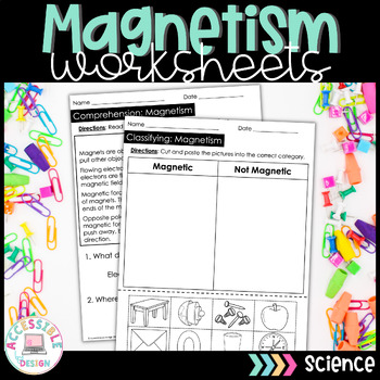 Preview of Magnetism Worksheets for Special Education Physical Science 
