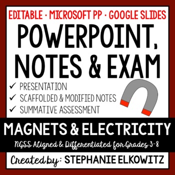 Preview of Magnets and Electricity PowerPoint, Notes & Exam - Google Slides