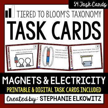 Preview of Magnets and Electricity Task Cards | Printable & Digital