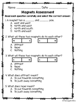 Magnet Assessment Worksheets Teachers Pay Teachers