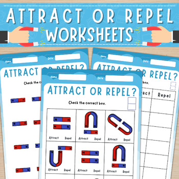 Preview of Magnets: Attract or Repel Worksheets | Magnets Activities | Magnetism Worksheet