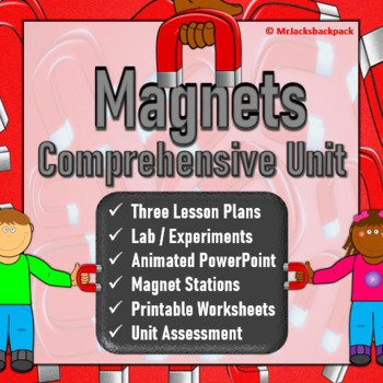 Preview of Magnets - Comprehensive Unit: Three Lessons, Lab Experiment, Activities and PPT
