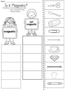 Magnets: Magnetic or Not Magnetic? Cut and Paste Activity by JH Lesson