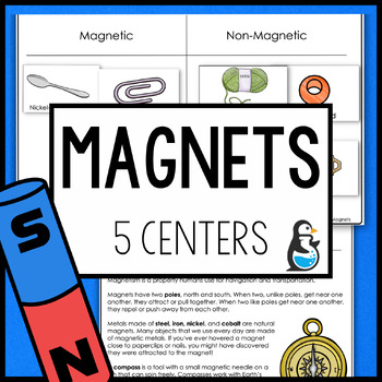 Preview of Magnets Magnetism Science Centers | 3rd 4th Grade Reading Passage Sort Activity