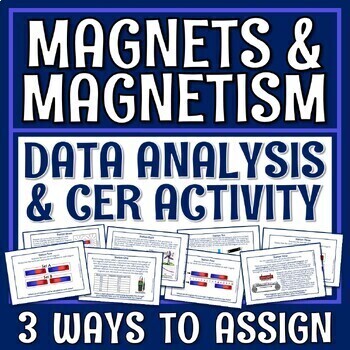 Preview of Magnets Magnetism and Magnetic Fields Activity CER Worksheet and Stations