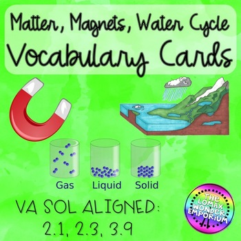 Preview of Magnets, Matter, and Water Cycle Vocabulary Cards