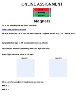 Preview of Magnets Online Assignment