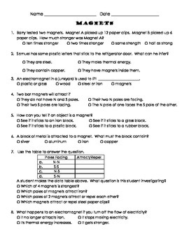 Understanding Magnets Worksheets 3Rd And 4Th Grade / Attract Or Repel