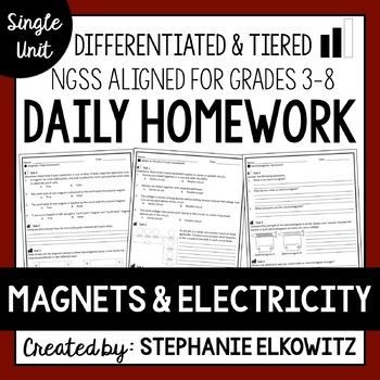 Preview of Magnets and Electricity Homework | Printable & Digital