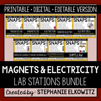 Preview of Magnets and Electricity Lab Bundle | Printable, Digital & Editable