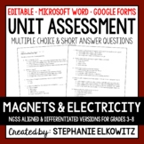 Magnets and Electricity Unit Exam | Editable | Printable |
