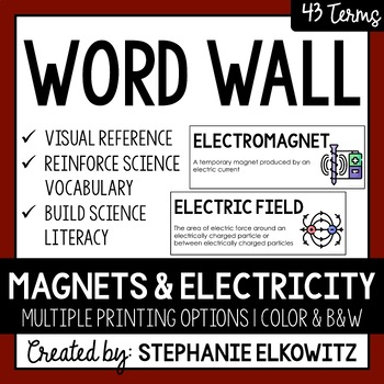 Preview of Magnets and Electricity Word Wall | Science Vocabulary