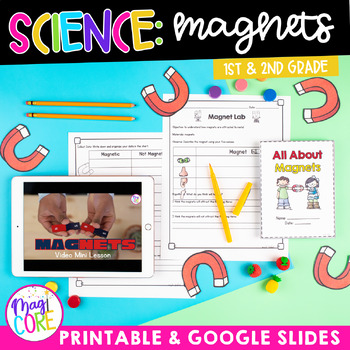 Preview of Magnets, Magnetism, Forces 1st & 2nd Grade Science Unit Worksheets Activities