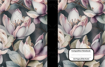 Preview of Magnolia Flower Composition Notebook Cover For School,Home,Work, Clip Art