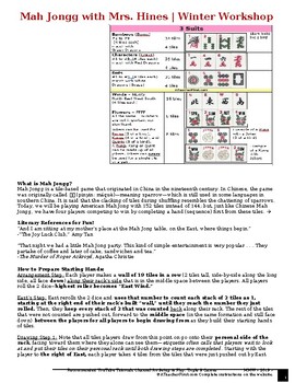 Preview of Mah Jongg Rule Guidesheet